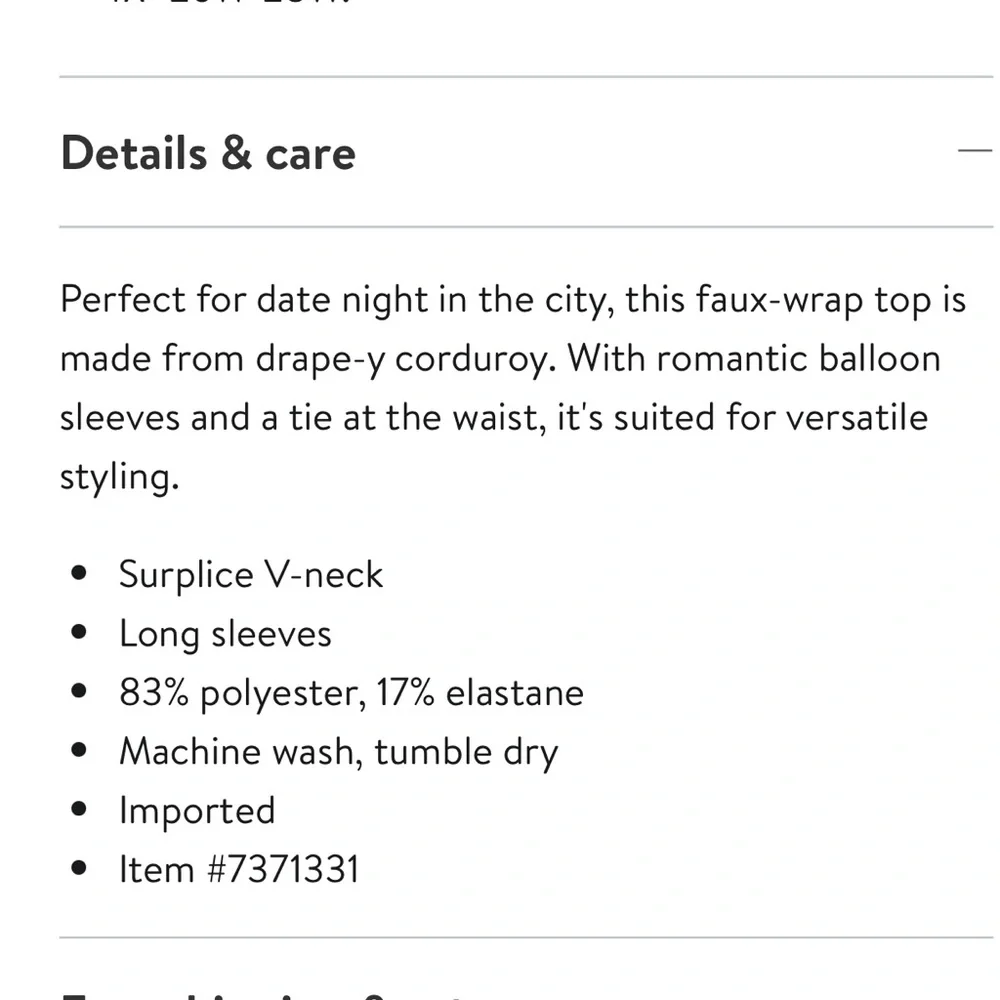 Madewell Corduroy Tie-Front Faux-Wrap Top Sz XS in Warm Sandstone - Picture 7 of 7